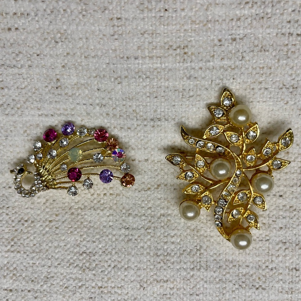 Two Costume Jewelry Brooches